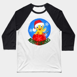 Funny Little Santa Chick wishing everyone a Merry Chickmas Christmas Baseball T-Shirt